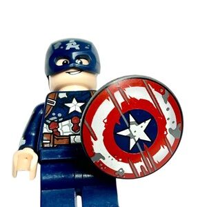 LEGO Marvel Captain America Minifigure Dark Blue Suit w/ Shield